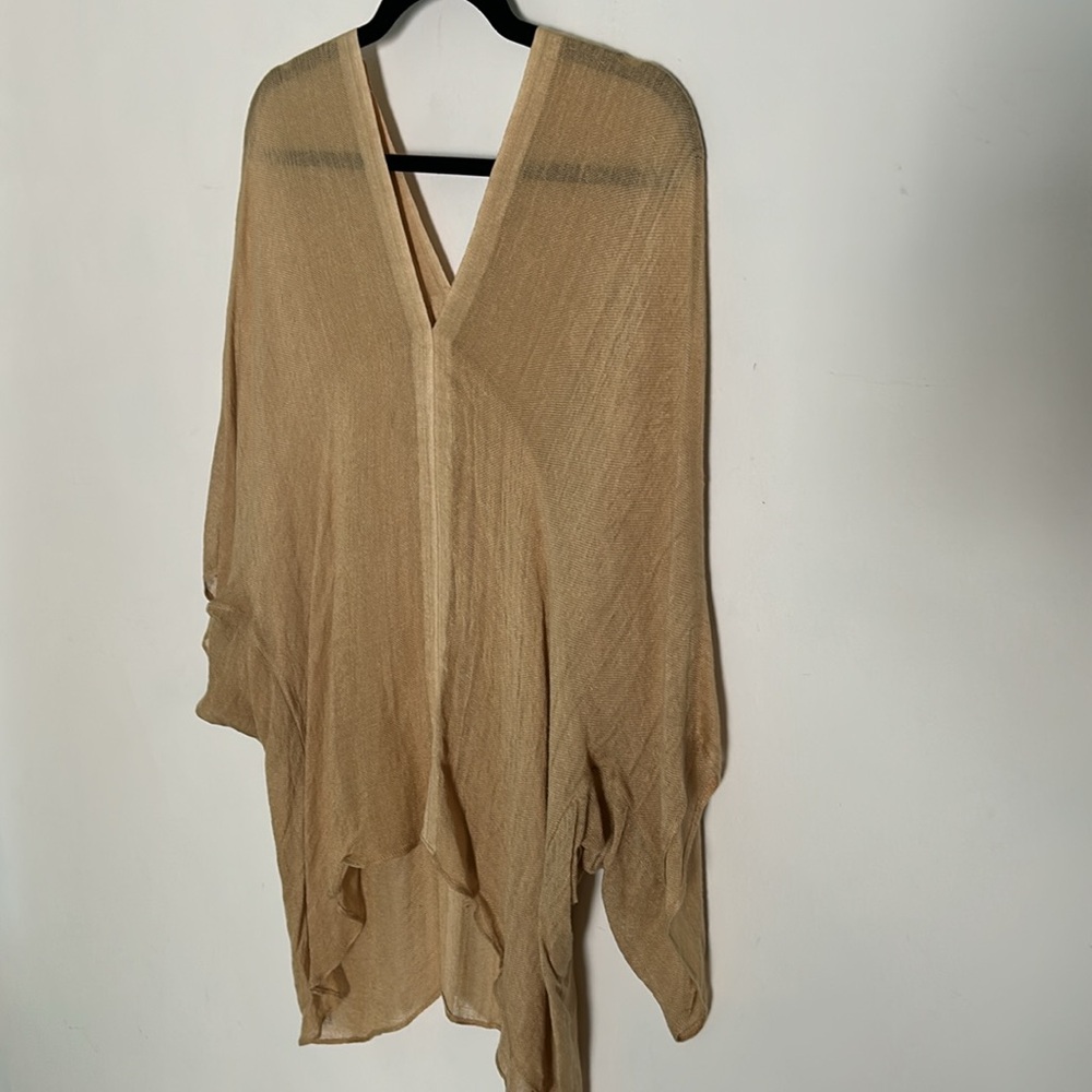 Love Quotes One Size Tunic, Blouse, Cover-Up;  Linen Blend "Safari, Tan, Sand" - Picture 4 of 11